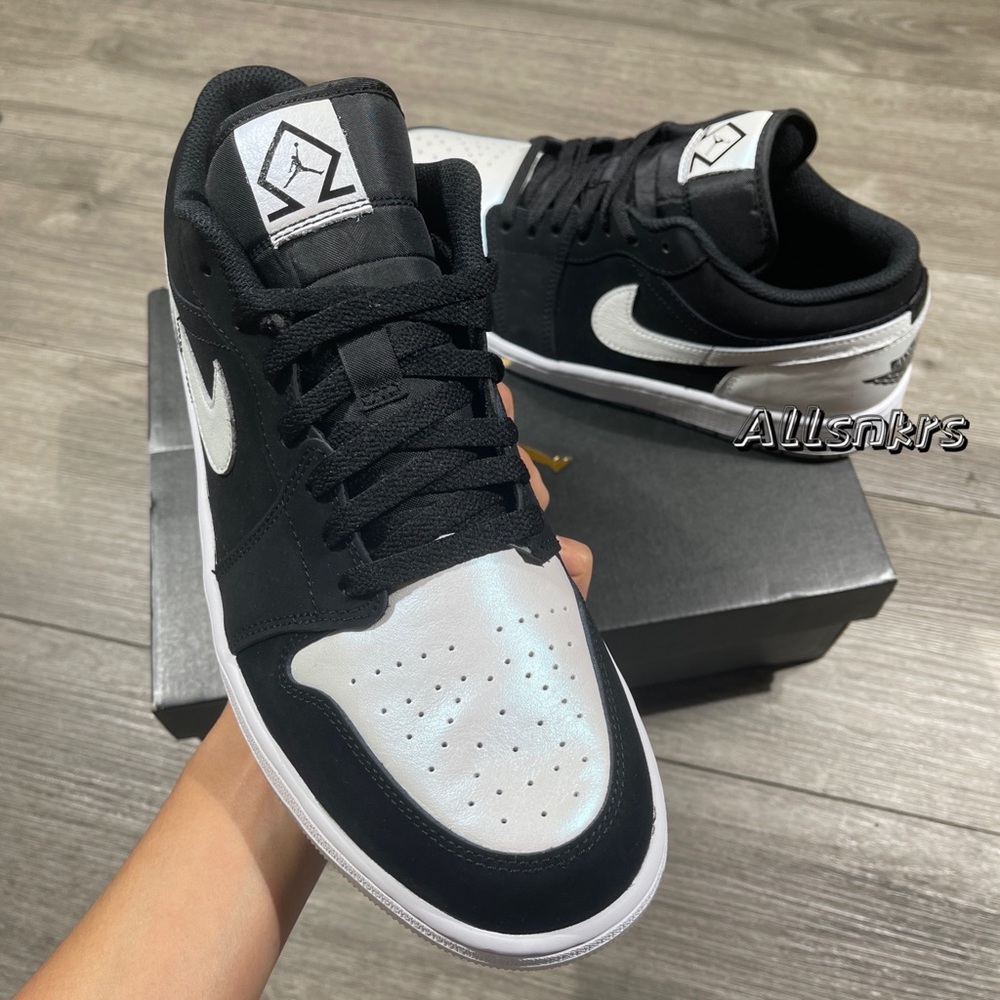 Air Jordan 1 Low Diamond Shorts Black White Panda 🐼 Men’s - Picture 2 of 10